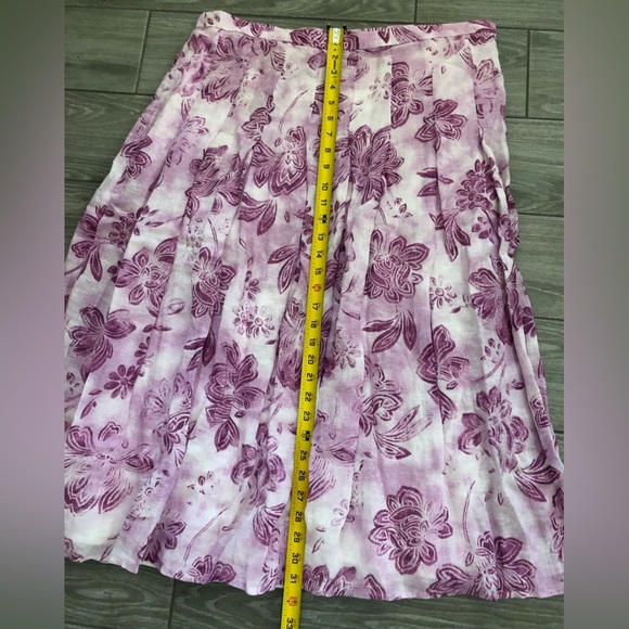 J Jill|Feminine FLORAL Linen/Cotton White & Lavendar midi skirt, flowy•••size 16 - Picture 11 of 11